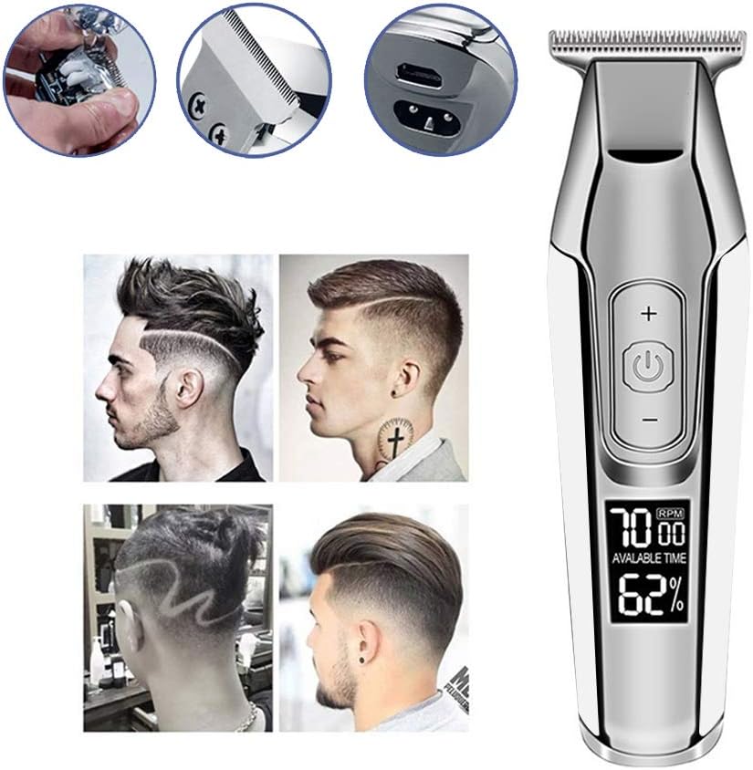 YOUKUKE Rechargeable Digital Hair Clipper, Electric Barbershop Cordless Hair Clipper, Electric Outliner Grooming, Cordless Trimmer for Men, Black