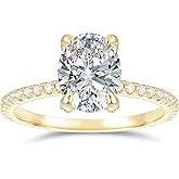 NOVSEAS 14K Gold Moissanite Ring 14k Gold 2 Carat D Color Hidden Halo Oval Cut Moissanite Engagement Rings for Women