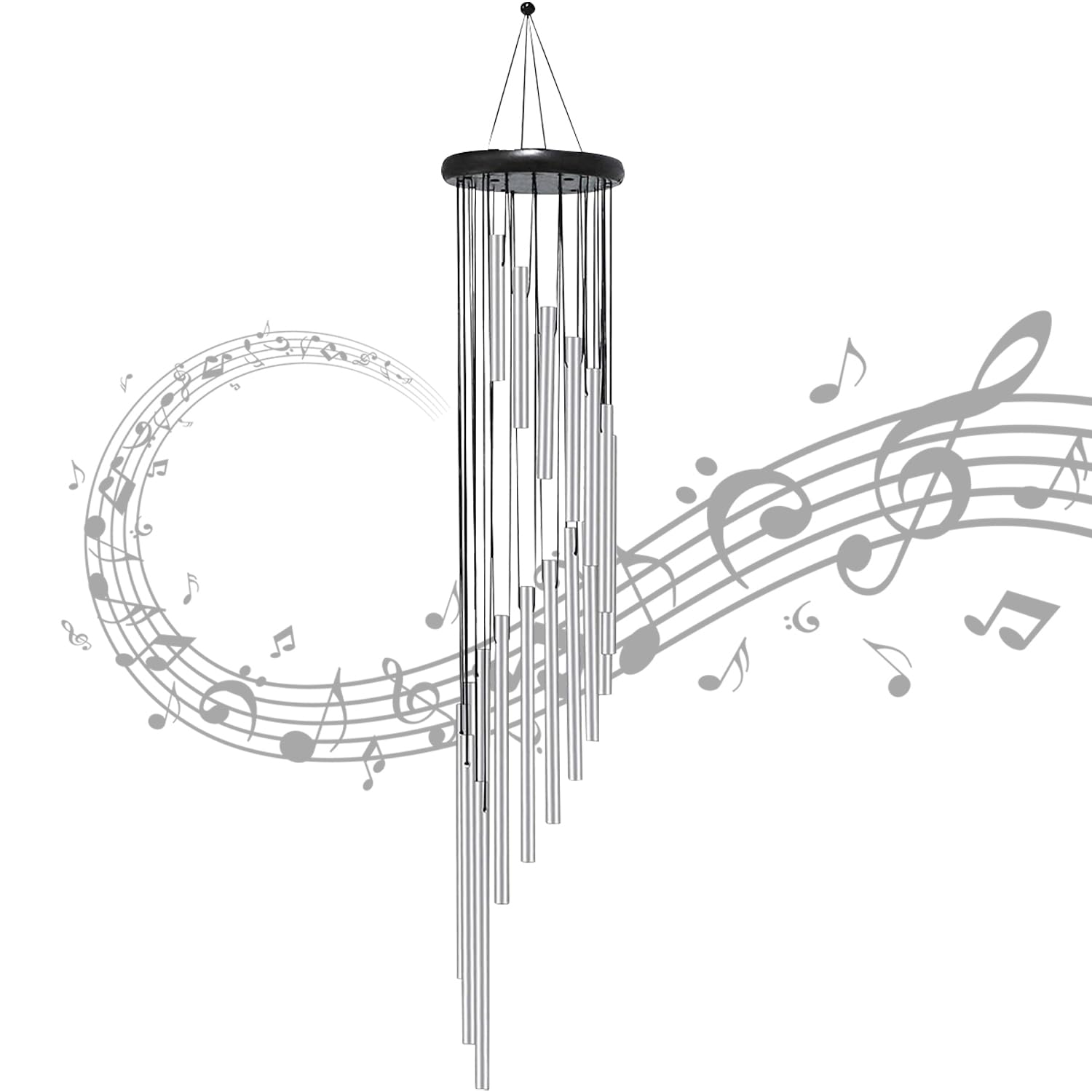 JOERRES Wind Chimes, 18 Aluminum Alloy Tubes Wind Chimes for Garden, Decorative Wind Chimes for Indoor and Outdoor, Hanging Wind Chimes for Home, Metal Wind Chimes for Home Decor Gift(Silver)