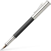 Graf von Faber-Castell Medium Classic Platinum Plated Fountain Pen - Ebony | Ebony body with 18K two-tone gold nib and platinum plated metal parts