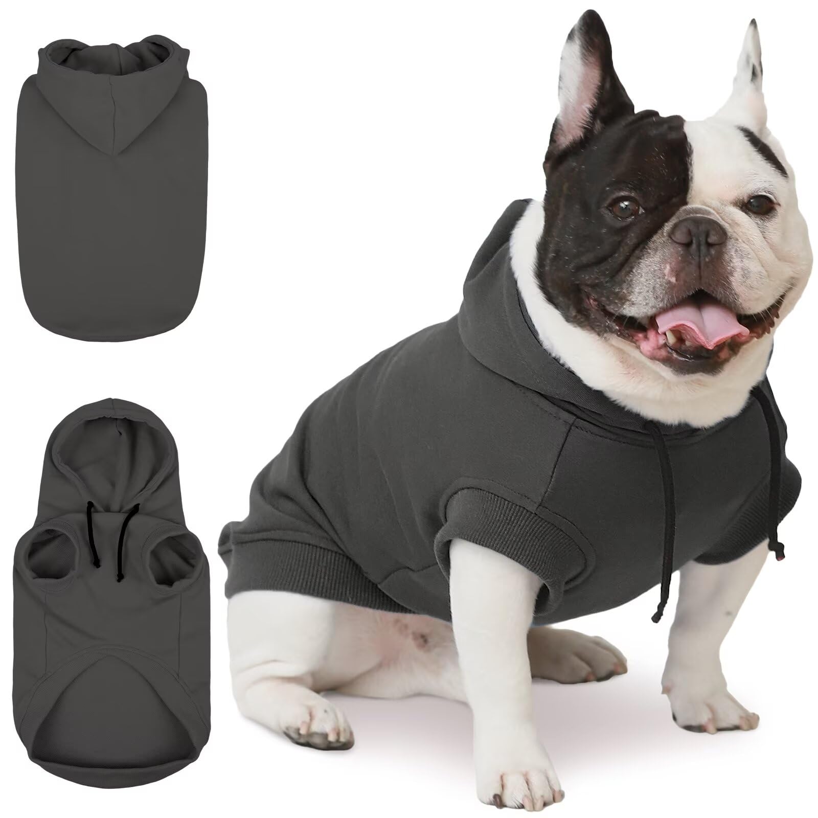 IECOii Dog Hoodie,DogJumper MediumSize Dogs,Small MediumDogs Sweatshirt With Hood,Spring Fall DogClothes For Medium SizedDogs,Medium DogJumper Hoodie For Schnauzer,Pug,Grey,M,(No Fleece Lined)