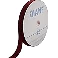 QIANF Vintage Burgundy Velvet Ribbon, 1 Inch X 25Yd