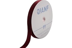 QIANF Vintage Burgundy Velvet Ribbon, 1 Inch X 25Yd