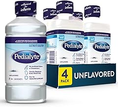 Pedialyte Electrolyte Drink, Hydration Drinks for Kids & Adults, Unflavored, 1 Liter, Pack of 4