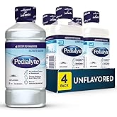Pedialyte Electrolyte Drink, Hydration Drinks for Kids & Adults, Unflavored, 1 Liter, Pack of 4