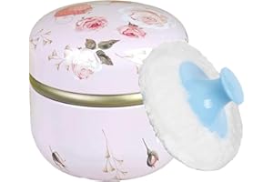 GLOOYODERR Body Powder Puff and Container, 3.35" Portable Dusting Powder Container with Soft Puff Loose Powder Case Box Jar with Lids for Baby Women Home and Travel Use