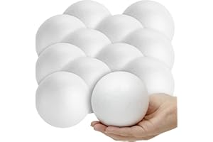 Juvale Foam Balls for Crafts - Styrene Spheres for DIY Projects & School Modeling - Round Floral Spheres - 4 in, White, 12 Pack