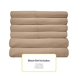 Queen Sheets Taupe - 6 Piece 1500 Supreme