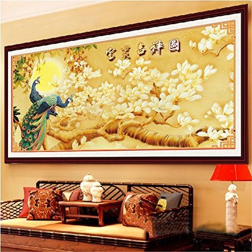 Cross stitch, peacock, flower, Chinese style, C0147