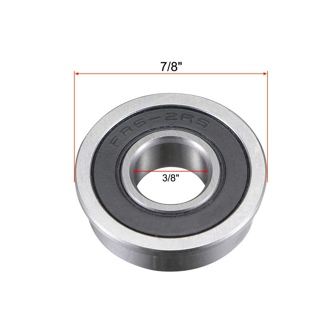 sourcing map FR6-2RS Flanged Ball Bearing 3/8"x 7/8"x 9/32" Sealed Chrome Steel Miniature Ball Bearings 2pcs - Image 5