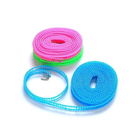 KOBWA Wäscheleine,Nylon-Seil Zaun Trocknen Seil Anti-Rutsch Reise-Wäscheleine Tragbare mit 2 Haken Für Reise Urlaub Outdoor C