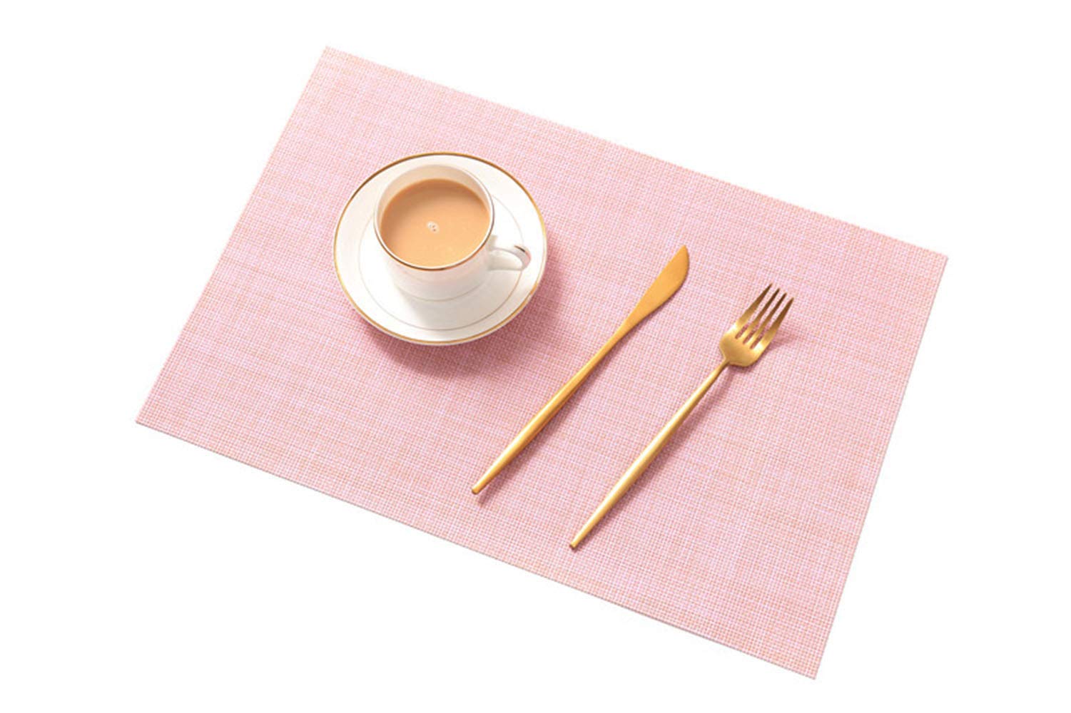 Table Mats (Set of 6),New Non-slip Insulation Washable Quick Drying Decorative Placemat,Pink