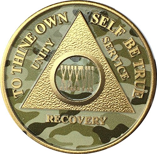 37 Year AA Medallion Camo Gold Plated Anniversary Chip Camouflage Color