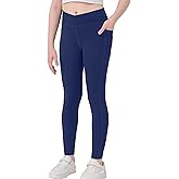 MEJING Girls Crossover Yoga Pants, Kids Athletic Leggings with Pockets, Teen Girls Dance Running Workout Leggings