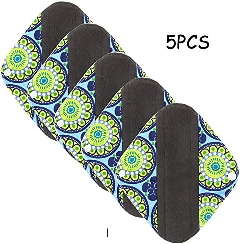Vanki 5pcs Menstrual Pad Bamboo Cloth Reusable Washable Mama Sanitary Pad Liner 30# S