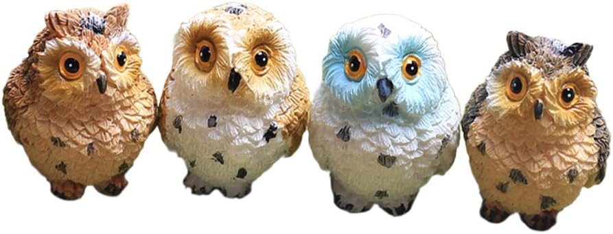 Artibetter - 4 Figuras de búho de Resina, minibúhos en Miniatura, para