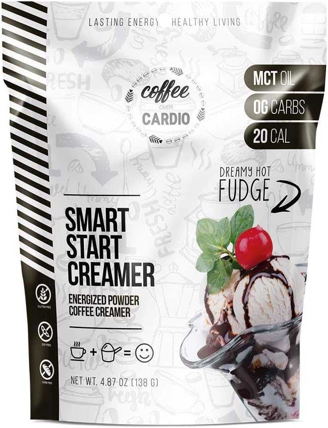 CoffeeOverCardio Smart Start Creamer Dreamy Hot Fudge - Nootropic MCT Oil Creamer, Teacrine & Cognizin - Gluten & Carb Free (30 Serving, Dreamy Hot Fudge, 25 Calories & 0 Carbs)
