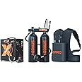 SMACO Mini Scuba Tank 3.8L Scuba Diving Tank (Assembled by Two 1.9L Cylinders) for Shallow Water Diving Support 30-45 Minutes Breath Portable Scuba Tank Kit for Diving Entertainment/Underwater Work