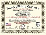 Private Military Contractor Diploma / Certificate (S.E.R.E. TRAINING COURSE) - Custom Novelty Gag Diploma - 100% Real Looking! Free Certificate Folder - Inspired by Blackwater