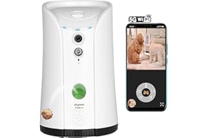 SKYMEE Dog Camera Treat Dispenser, 2.4G&5G WiFi Remote Pet Camera with Two-Way Audio and Night Vision, Compatible with Alexa