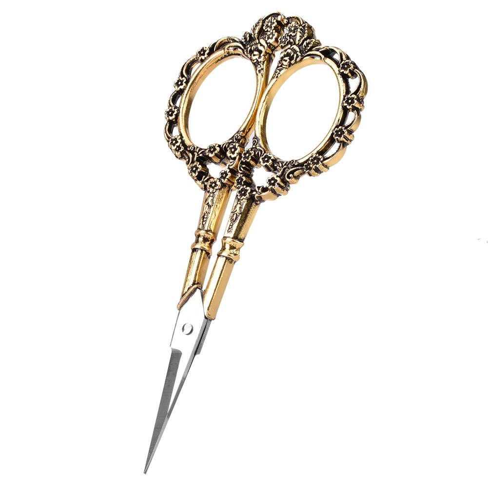 Hilitand 1 x Vintage Flower Pattern Sewing Embroidery Classic Forged Stainless Steel Tailor Scissors (Golden)