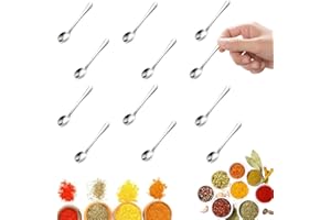 Zenvio Stainless Steel Tiny Spoons, Pack of 12 Mini Spoons for Spice Jars, Silver Small Spoon, Stainless Steel Espresso Spoon