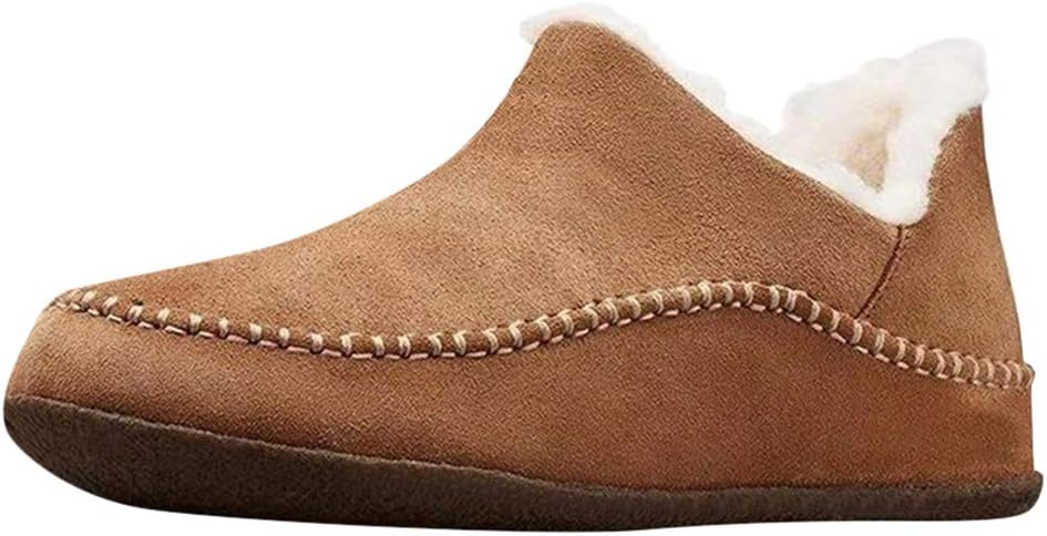 Women's Non-Slip Flat Snow Ankle Boots Round Toe Warm Fur Casual Winter Snow Short Booties Outdoor