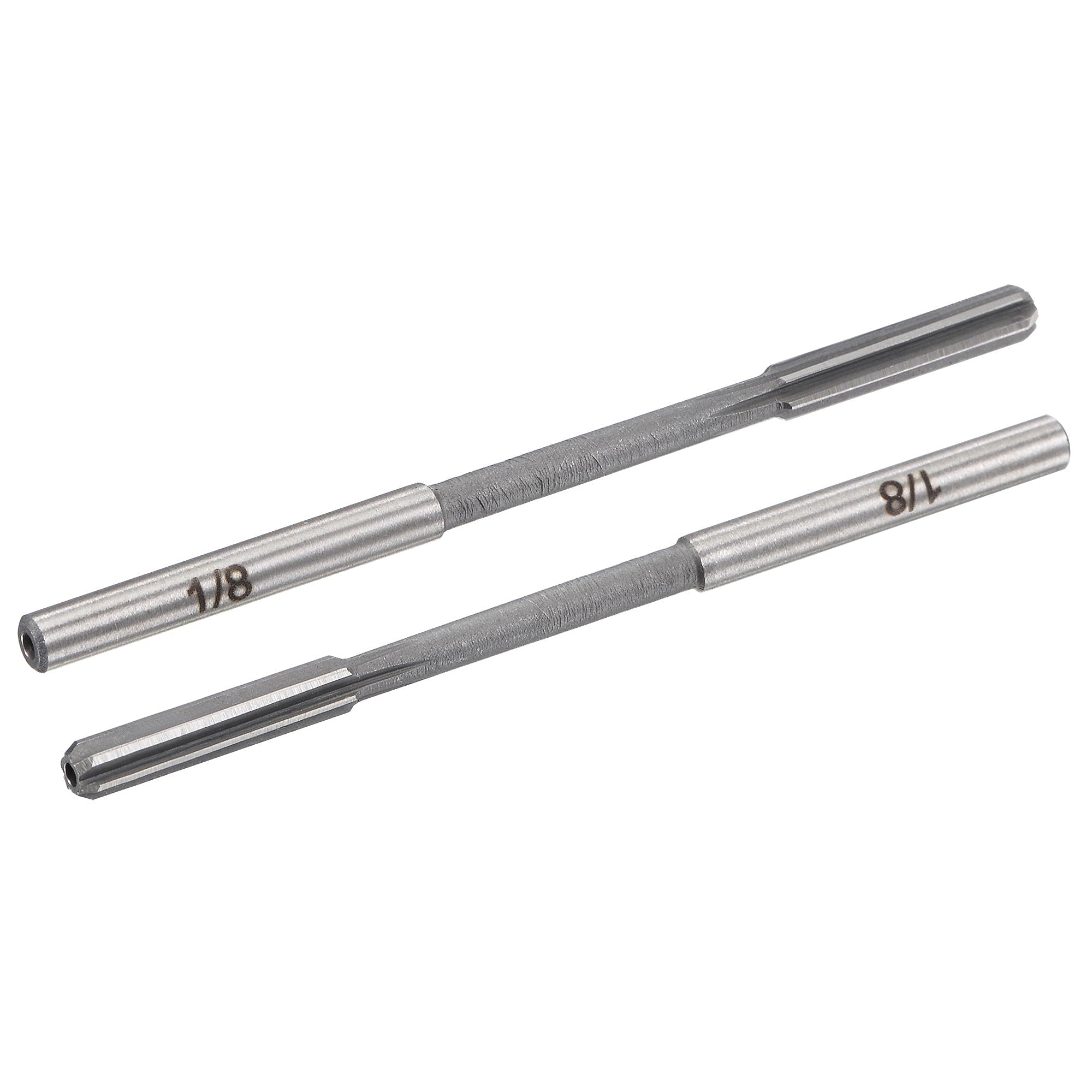 Photo 1 of uxcell 1/8" Chucking Reamer H7 Accuracy High Speed Steel Lathe Machine Reamer 6 Straight Flutes Round Shank Milling Cutter Tool for Bore Machining 2pcs