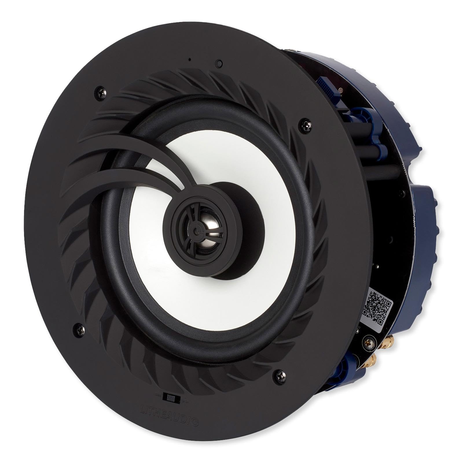 LITHEAUDIO IP44 All-in-One Bluetooth Ceiling Speaker (03210), 50W RMS Class D Amplifier Built-In, Voice Control, Single Room Solution Perfect for Bathrooms, Bedrooms & Kitchens