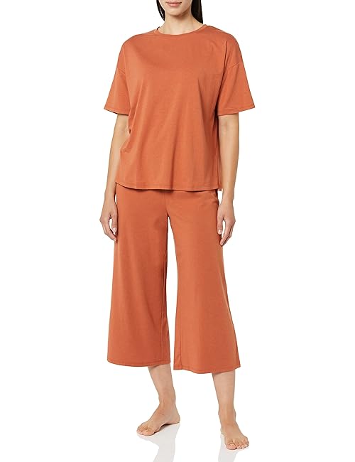Amazon Essentials Women's Knit Jersey Pajama Set, Terracotta, XS