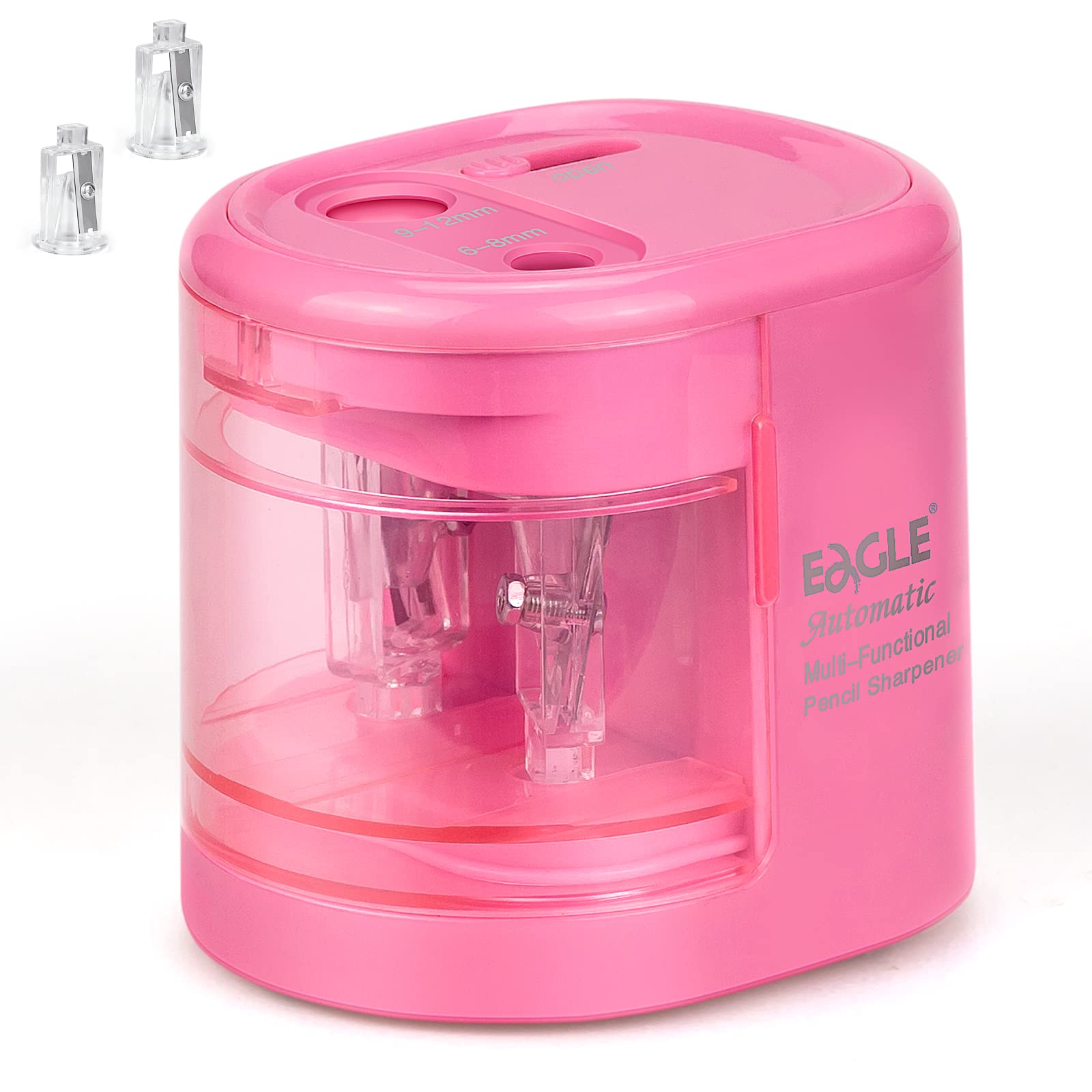 Eagle Dual Holes Pencil Sharpener, Dual Blades, fit for Pencils of Size 6-8mm and 9-12mm (Pink)