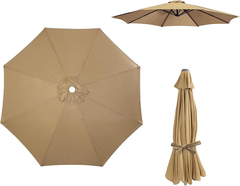 maxant Replacement Parasol Canopy 3m 8-Rib Fabric Cover Garden Umbrella