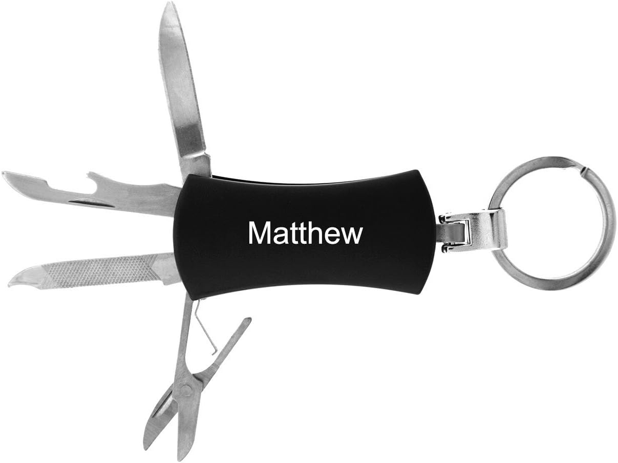 Gifts Infinity Personalized 5 in 1 Multi-Function Pocket Knife Keychain - Free Laser Engraving (MT-2, Black)