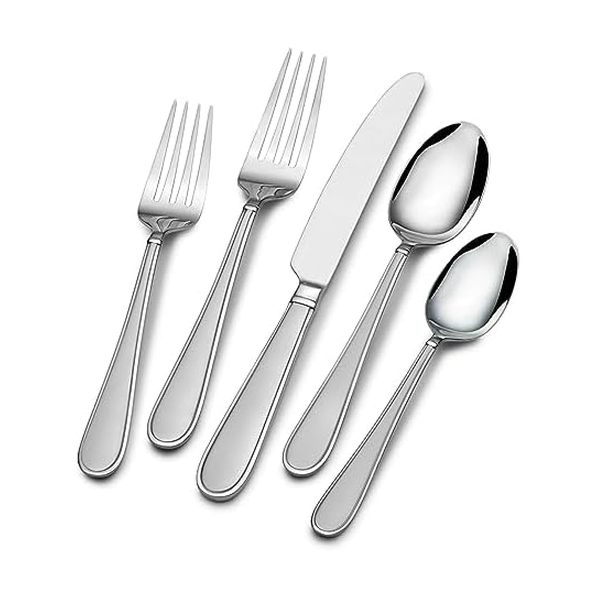 Gourmet Basics by Mikasa Westfield Frost 45-Piece Stainless Steel Flaware Set with Serving Utensil Set, Service for 8