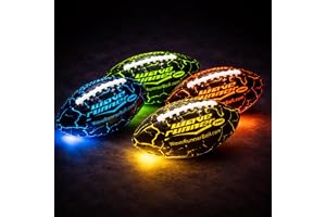 Wave Runner LED Pro Light Up Football, Glow in the Dark Night Football with Bright LED Lights, Silicone Grip Football for Outdoor Play, Beach, Backyard, Camping, Parties & Gifts, Random Color