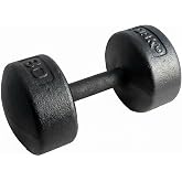 York Barbell Legacy Solid Round Dumbbell Black &ndash; Heavy Duty Cast Iron Hand Weight with Knurled Ergonomic Grip for Strength Training, Muscle Toning, Home Gym Workout &ndash; 80lb Single