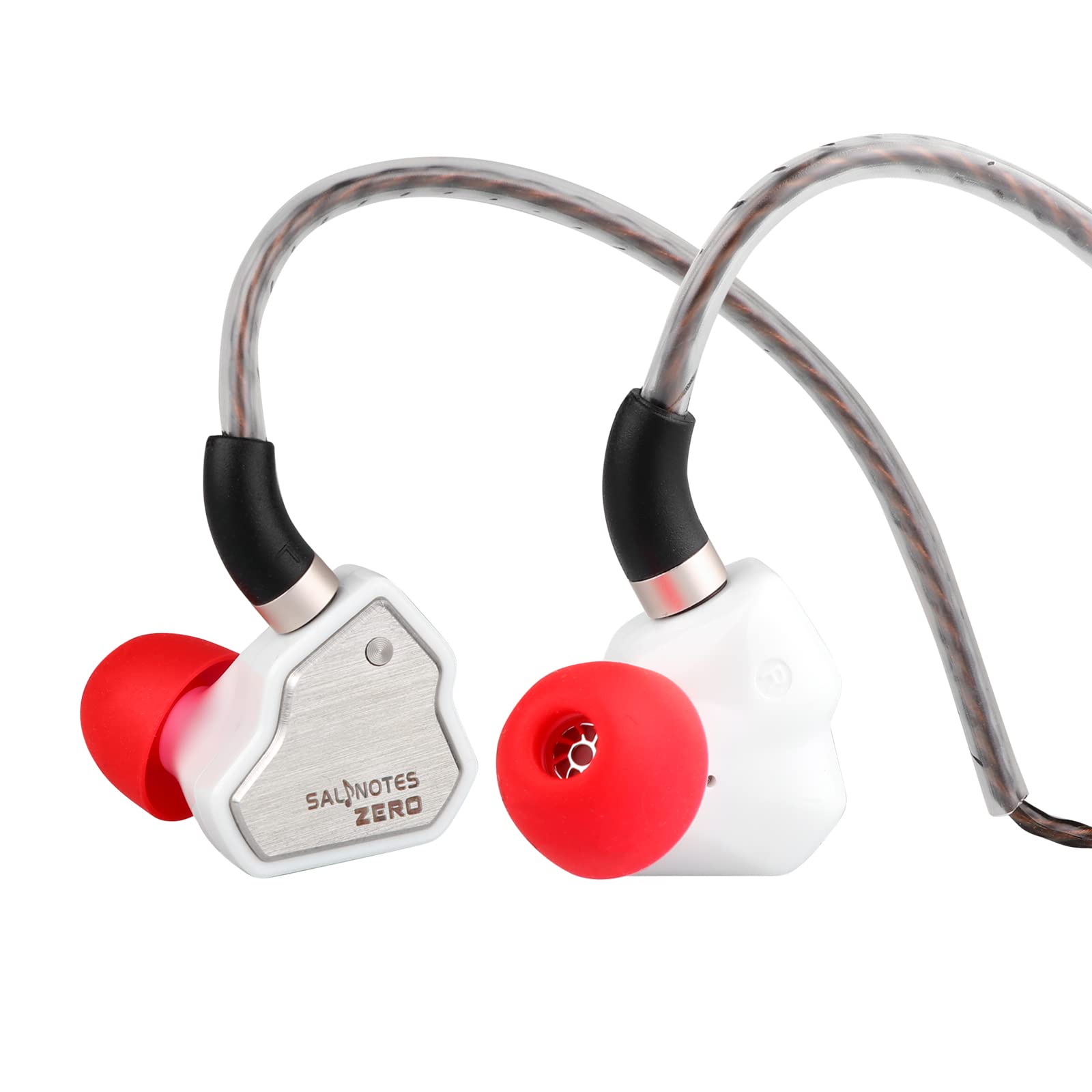 Linsoul 7Hz Salnotes Zero HiFi 10mm Dynamic Driver In-Ear Earphone IEM with Metal Composite Diaphragm Stainless Steel Faceplate Detachable 2Pin OFC Cable (White, Without Mic)