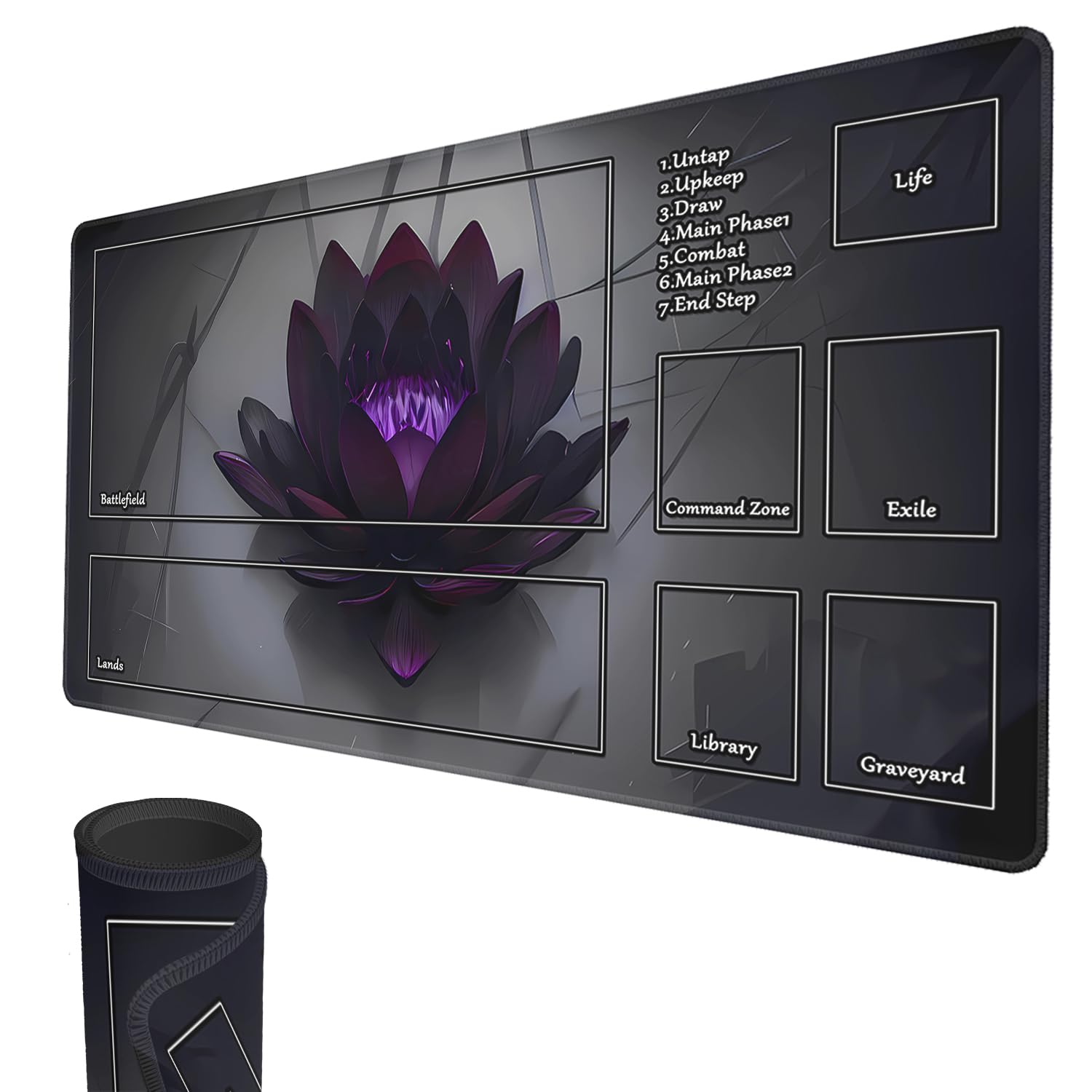 MTG Playmat, 24" x 14" Original TCG Playmats Stitched Edges Smooth Rubber Surface Battle Board Game MTG Playmat with Zones — image 1