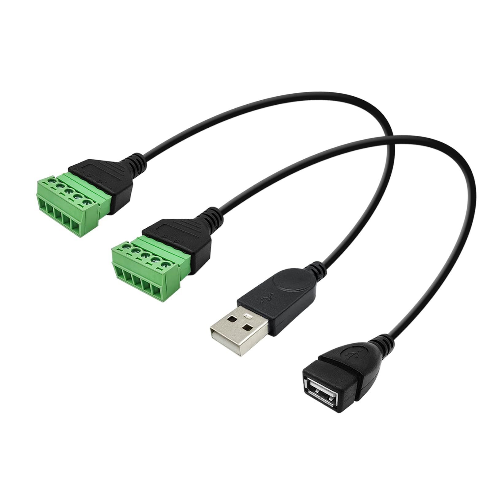 iYueMps 30cm USB 2.0 to 5 Pin Screw Terminal Block Connector Screw Shield terminals Pluggable Type Adapter (Male + Female)