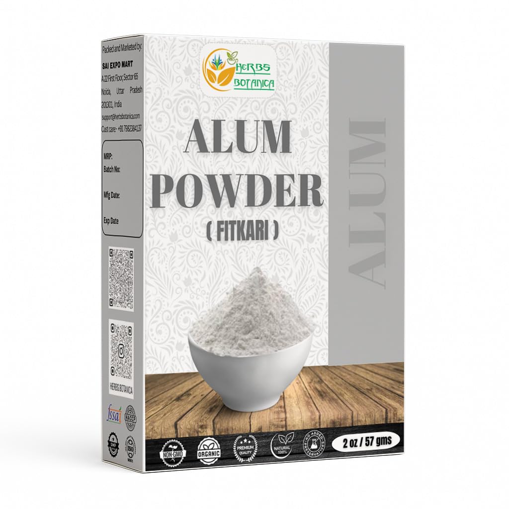 Photo 1 of Herbs Botanica Alum Powder, Potassium Alum Fitkari Granulated Powder, Natural and Pure, 2 oz – No Additives, Multi-Use Baking & Household Essential Pure