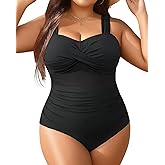 Yonique Plus Size One Piece Swimsuit for Women Tummy Control Bathing Suit Ruched Swimwear