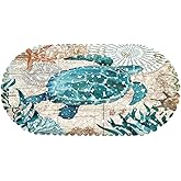 MOLFUJ Non Slip Sea Turtle Bathtub Mat with Suction Cups, Oval Pebble Shower Mat for Baby Tub,Safety Vinyl Anti-Skid Decoration Bath Mat, Coastal Ocean Beach Nautical Themed Decor Bathroom Accessories