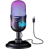 Aokeo Gaming Microphone, USB Computer Microphone for PC, Mac, PS4/5, Condenser Podcast Mic for Studio Recording, for Streaming Podcast YouTube, with Led Light