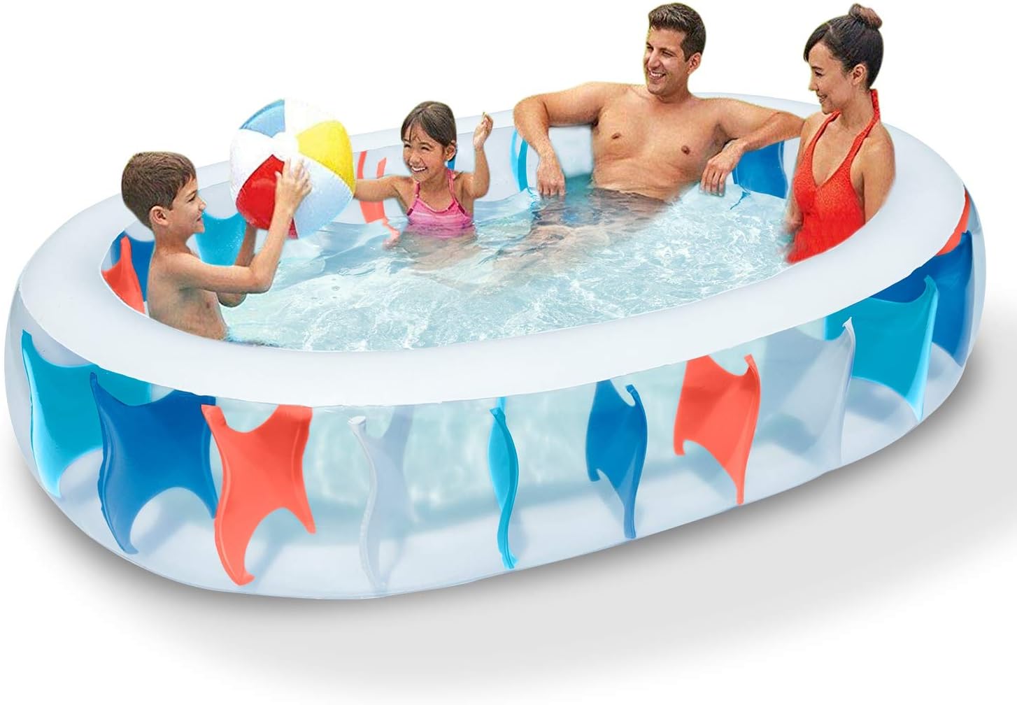 Elliptic Inflatable Swimming Pool, Moclever 91 x 61 x 21in Refreshing&Transparent Kiddie Pools, Family Swimming Pool, Swim Center for Kids, Adults, Babies, Toddlers, Outdoor, Garden, Backyard (orange)