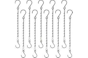 RIFNY 10 Pcs Black Hanging Basket Chain, 10 inch Decorative Plant Haing Chains with Hooks, Adjustable Replacement Plant Hanger Chain to Hang Planters Flower Basket Bird Feeder Lantern Indoor/Outdoor