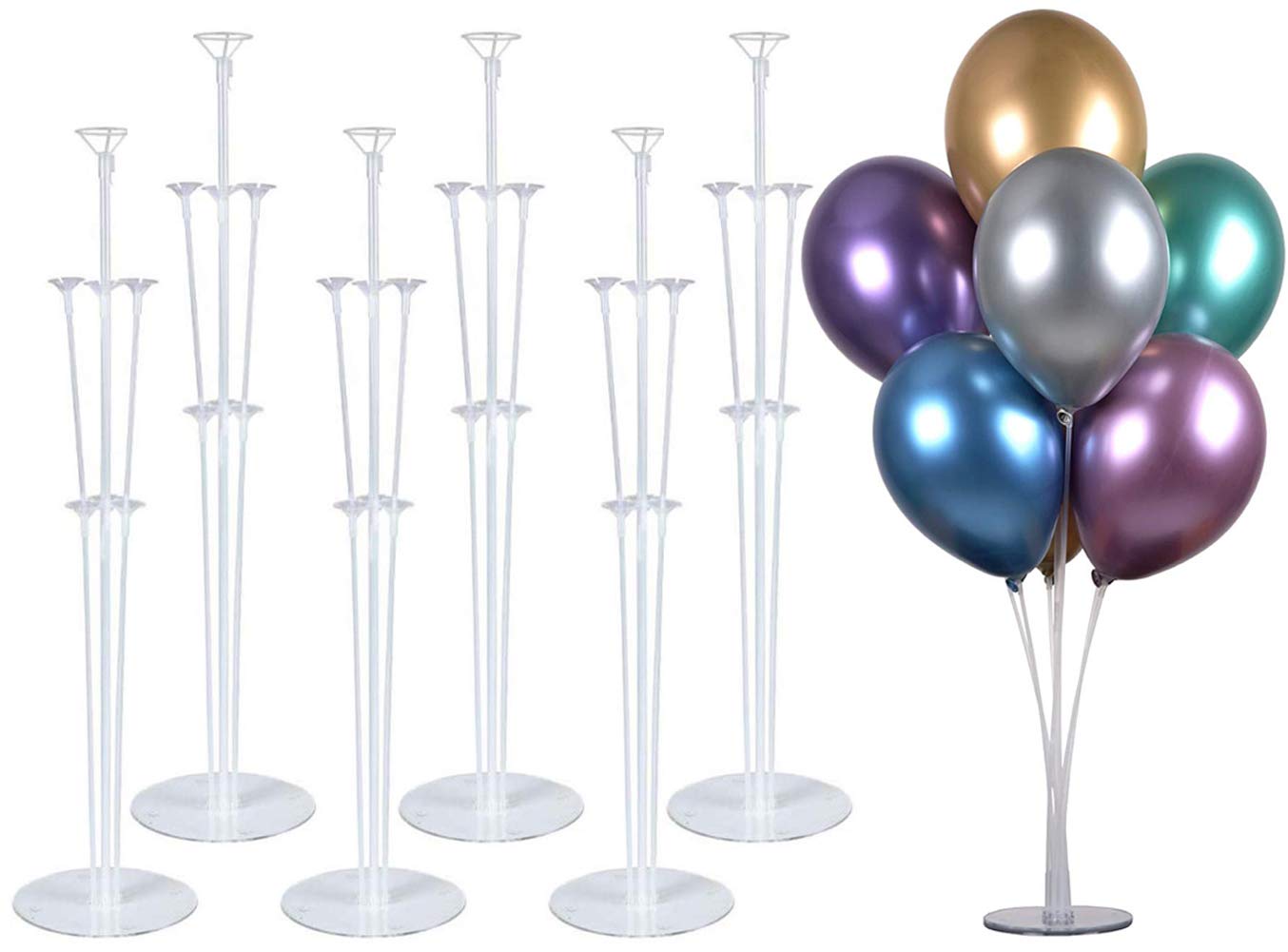 PILIN 28" Height Table Balloon Stand Kit for Birthday Party Decorations and Wedding Decorations, Happy Birthday Balloon Decorations for Party and Christmas(6 Pack)