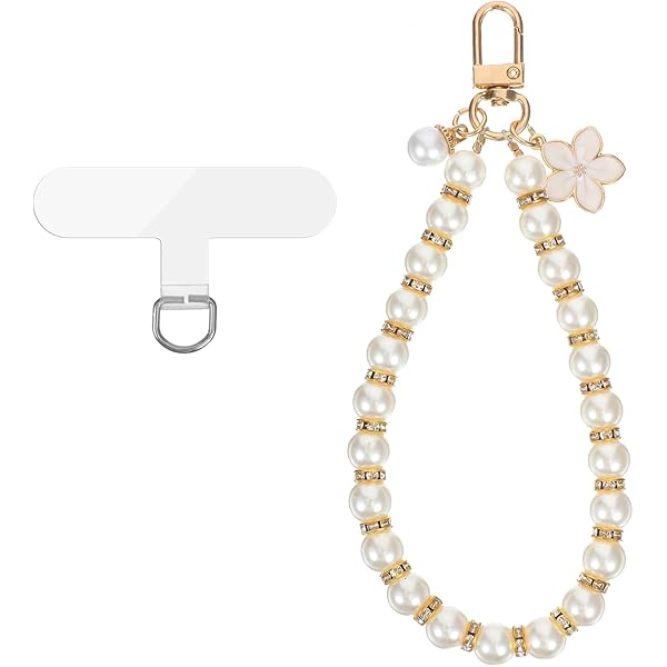 Amazon.com: PEUTIER Pearl Phone Charm, Beaded Phone Wrist Strap