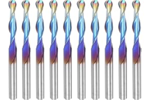 uxcell 10pcs Ball Nose End Mills CNC Router Bits, 1/8" Blue Nano Coated Spiral Upcut 2 Flutes Solid Carbide, 1/8" (3.175mm) S