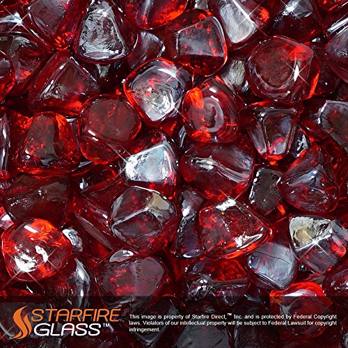 Starfire glass 10-pound fire glass 1-inch ruby red refl…