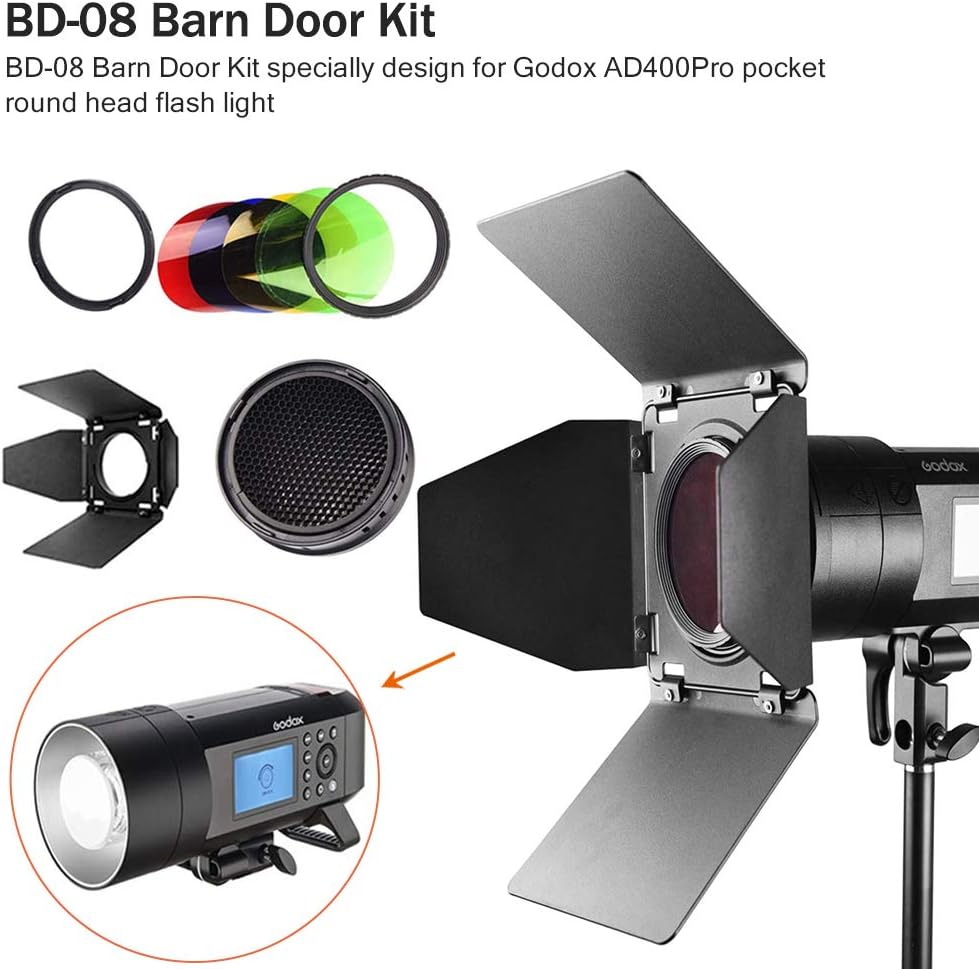 GODOX BD08 Barn Door Flash Accessories Kit for Godox AD400Pro Outdoor